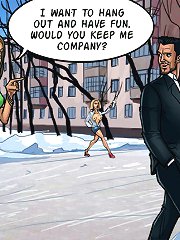 Horny sex comics whore picks up hot dude for hardcore sex fun