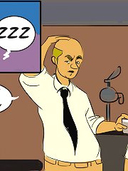 Porn cartoon. Please mister, this isnt a real bank, its a sperm bank, theres no money here!