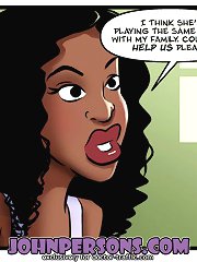Black chicks hitting on white guys in John Persons comic porn