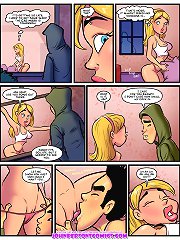 Amazing comic porno where four girls were feed with black cum