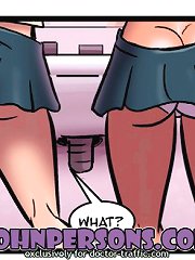 Horny bitch from John Persons sex comic cartoons wets her pussy whe sensing huge drunk cocks around