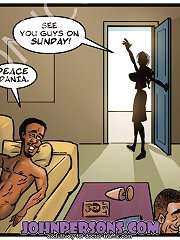 Horny bitch from John Persons sex comic cartoons wets her pussy whe sensing huge drunk cocks around