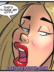 Wild interracial John Person porn comic session with blonde slut swallowing BBC in her ass hole