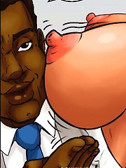 Naughty wife enjoys big black cock in all holes in hot cuckold cartoons